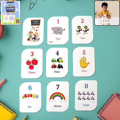 Wukusy Kid Kraft Early Learner 32-piece number flashcard set for kids, featuring colorful educational toys for early math skills.
