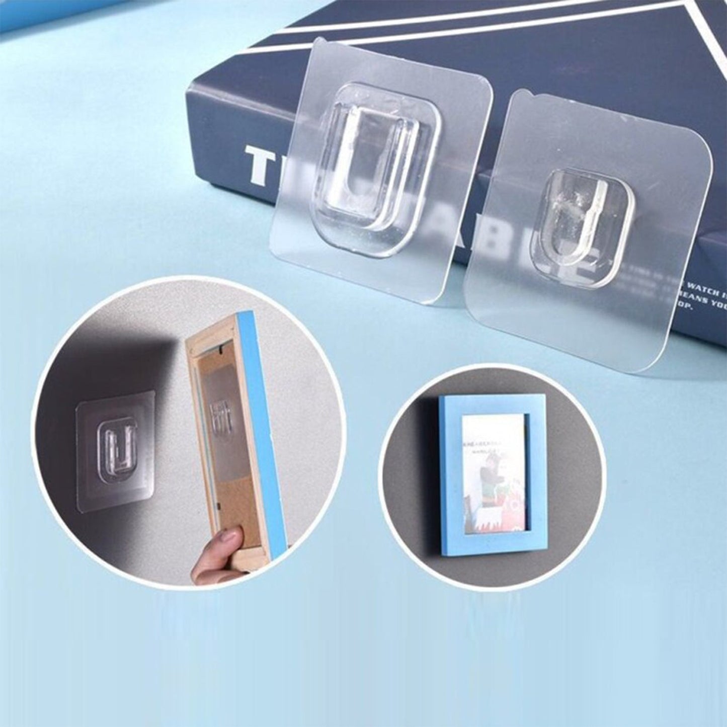 Wukusy 7432 self-adhesive transparent female magic sticker for home improvement, shown applied on a surface.