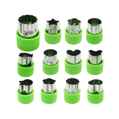 Wukusy stainless steel cookie cutter shapes set with 12 pieces for baking, food decoration, and creative cookie designs.