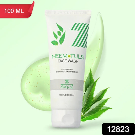 Wukusy Zequz Neem Tulsi Face Wash in 100ml bottle, natural skincare product for cleansing and refreshing skin.