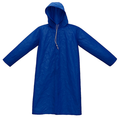 Men's large waterproof hooded raincoat by Wukusy, showing the durable raincoat with a hood and full front zipper in a vibrant color.