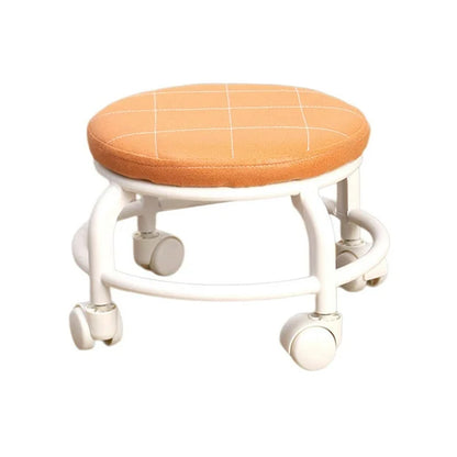 Wukusy roller seat stool with low height, movable mini stool with pulley wheels, suitable for garage, home, or library use