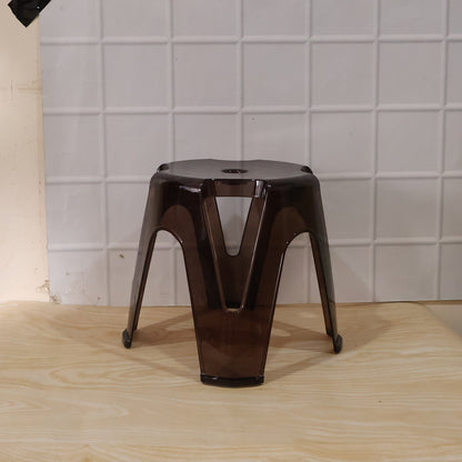 Wukusy plastic sitting stool in beige, durable for home, bathroom, and outdoor use, showing a compact, sturdy design.
