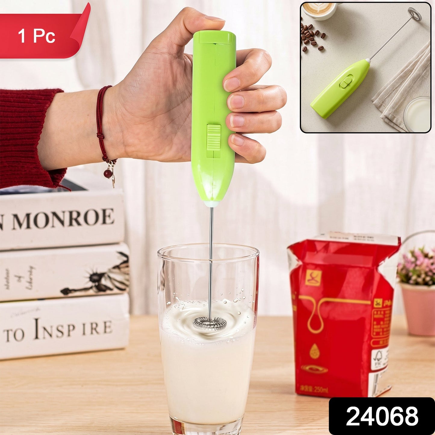 Wukusy handheld electric egg beater and milk frother, mini whisk for coffee and milk frothing, compact kitchen tool for mixing liquids
