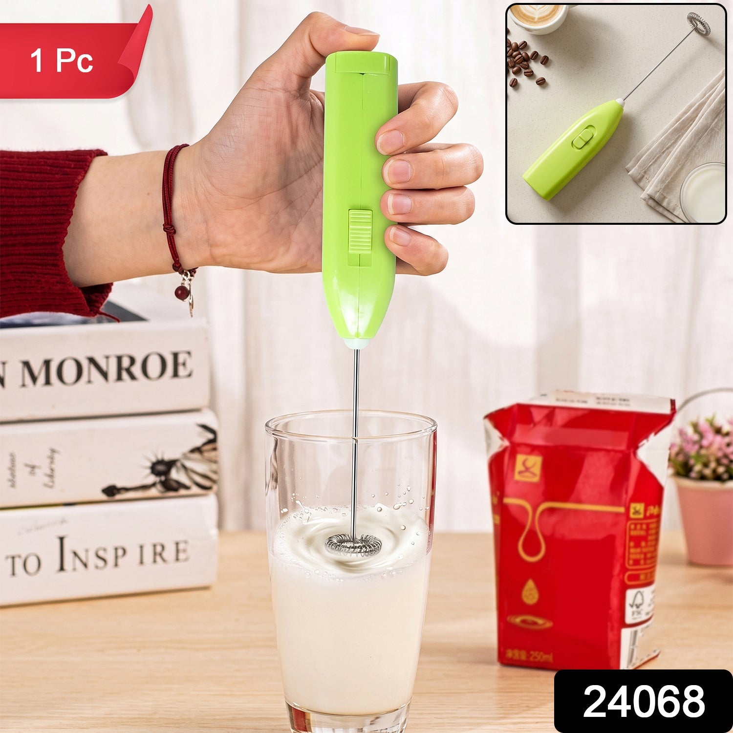 Wukusy handheld electric egg beater and milk frother, mini whisk for coffee and milk frothing, compact kitchen tool for mixing liquids