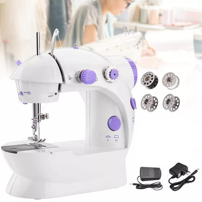 Wukusy home tailoring sewing machine with extension table, foot pedal, and portable mini electric stitching machine for sewing projects.