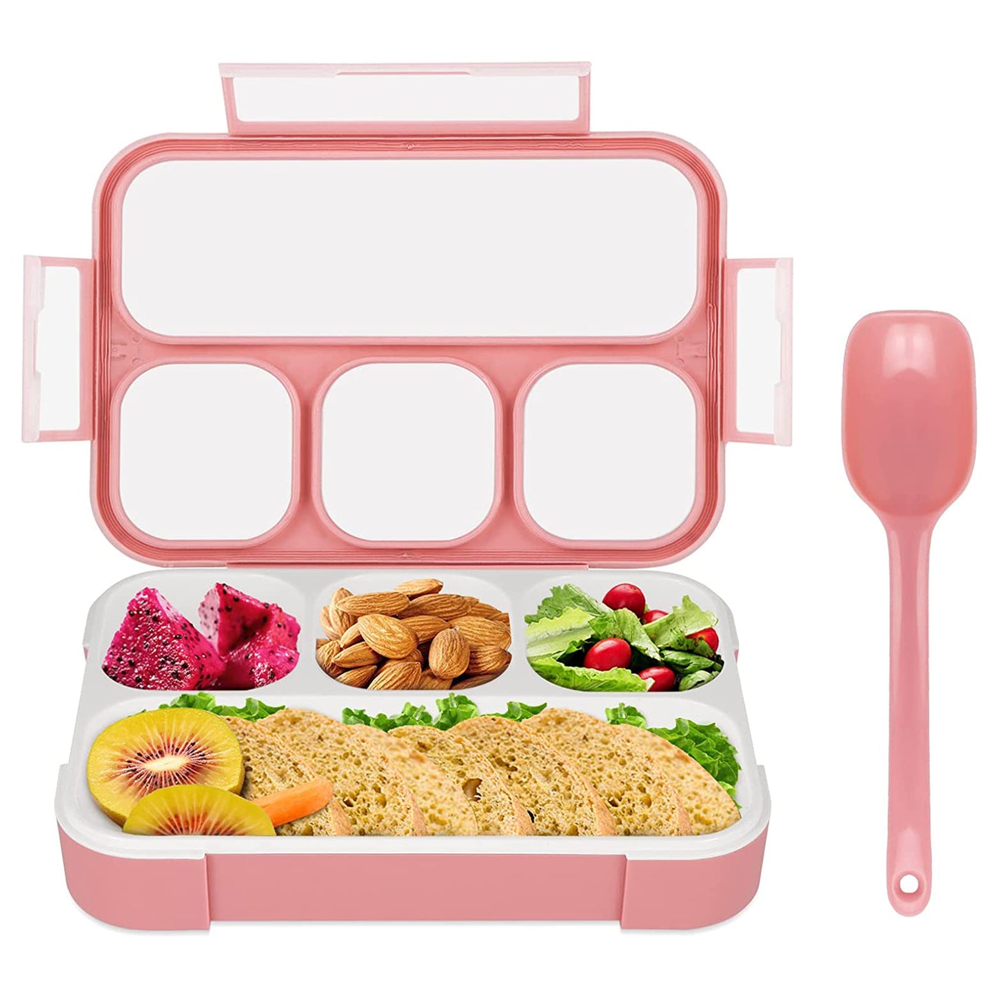 Wukusy 5212 lunch box with four compartments and leak-proof design, ideal for school or office use, shown with closed lid.