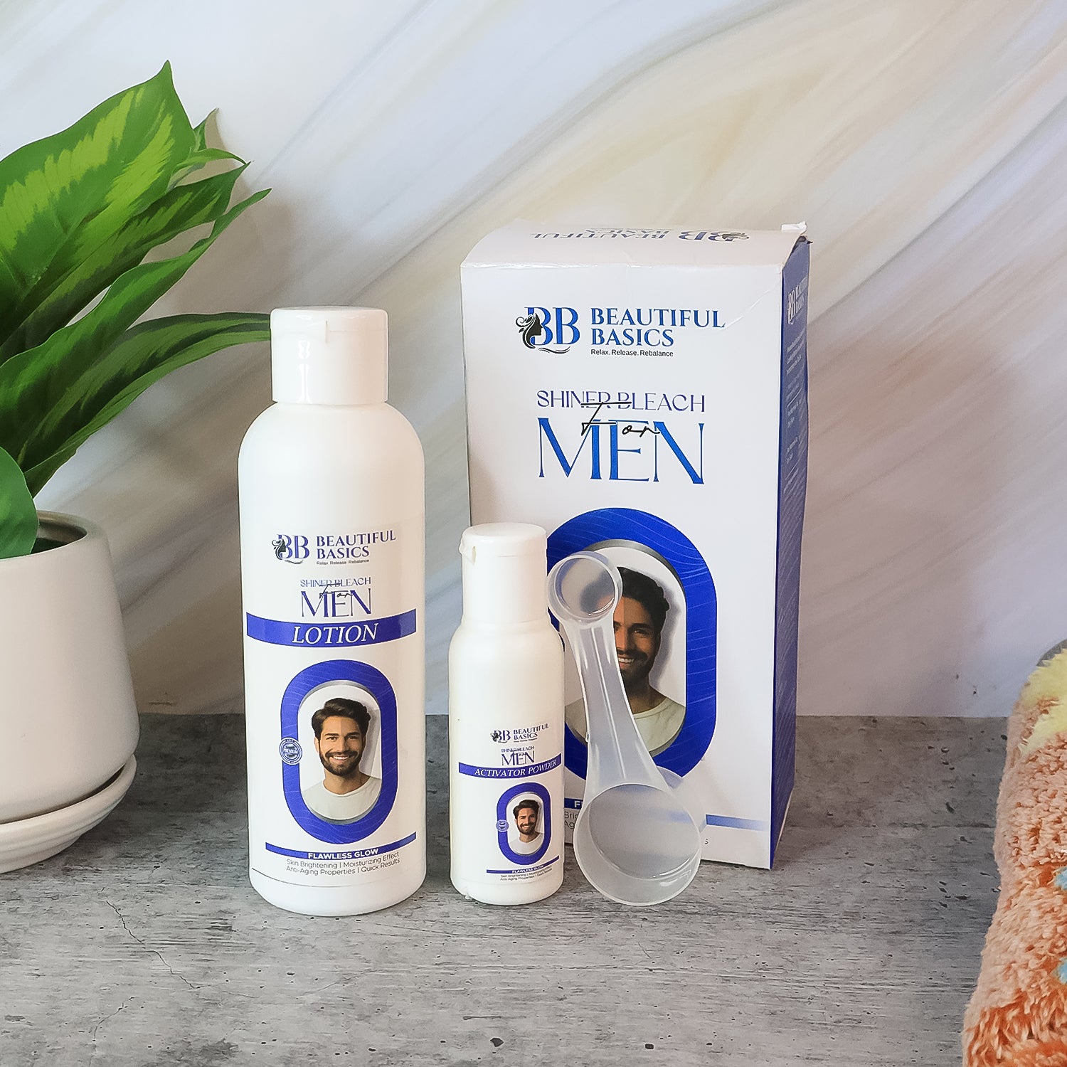 Wukusy Beautiful Basics Shined Bleach 200g in a white bottle, used for health care and personal hygiene purposes