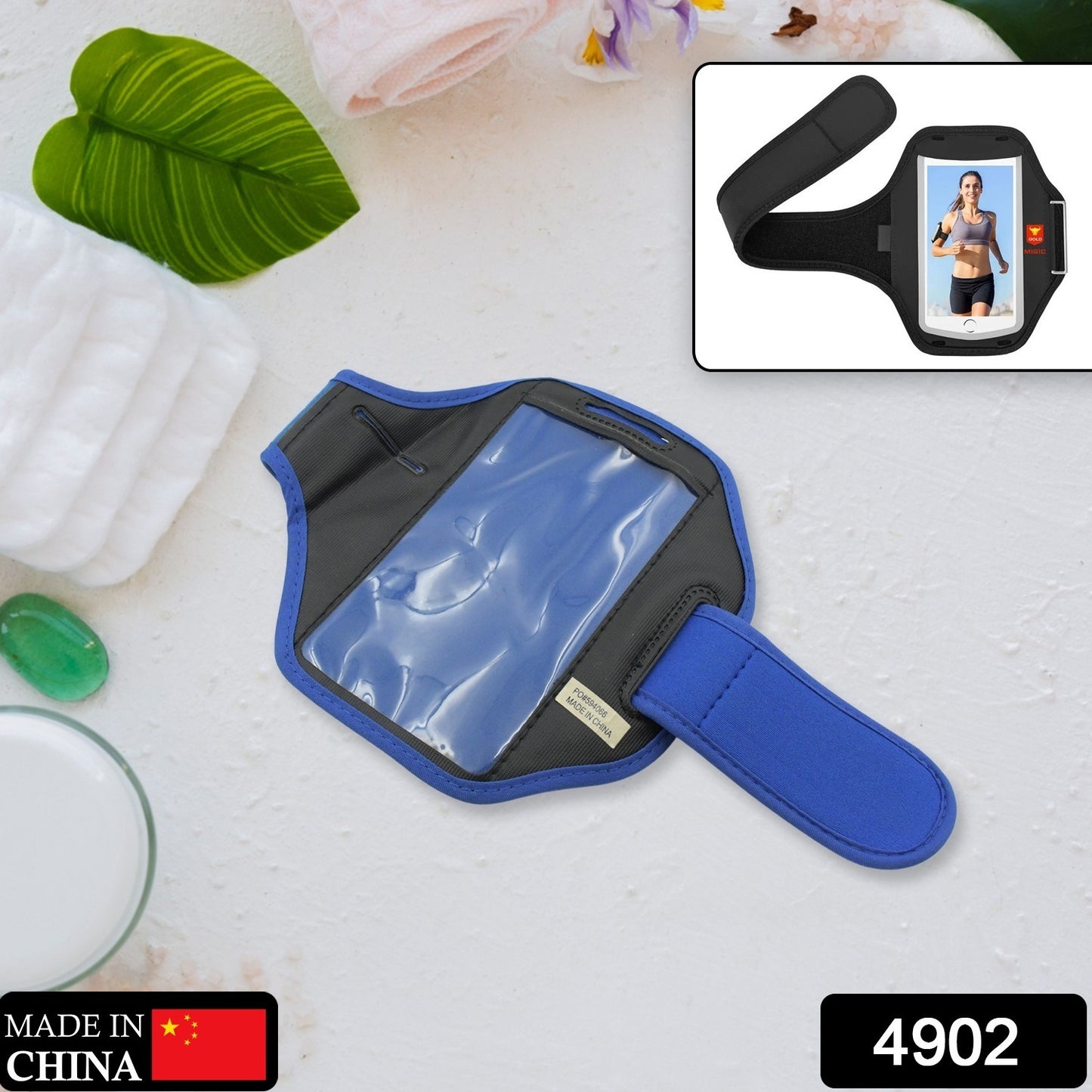 Wukusy sports wrist bag and running arm band for phone, featuring a secure pouch and adjustable strap for jogging or exercise.