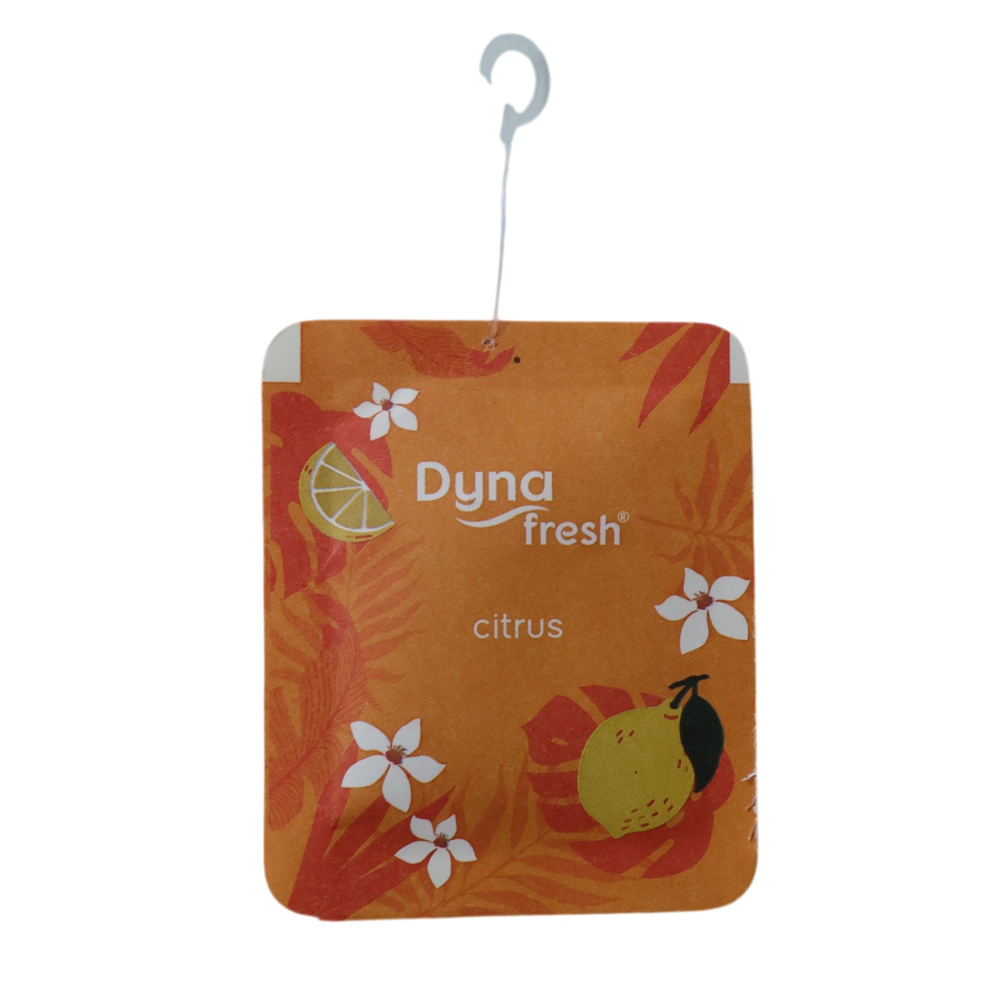 Wukusy Citrus Hanging Air Freshener Gel with 10g scent, featuring a clear gel in a hanging orange-themed holder.