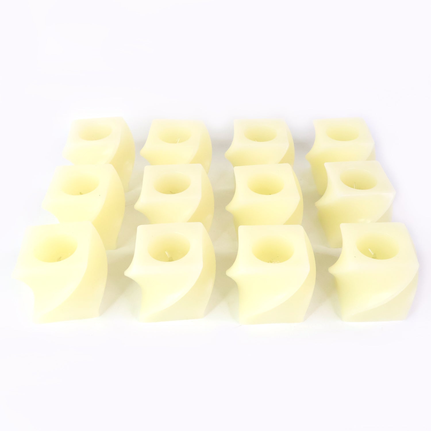 Set of 12 Wukusy flameless LED square tealight candles for home decor, featuring warm light and modern square design.