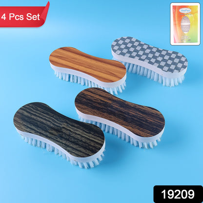 Wukusy ergonomic cloth washing brush set with four durable brushes for home cleaning tasks, featuring comfortable handles for effective scrubbing.