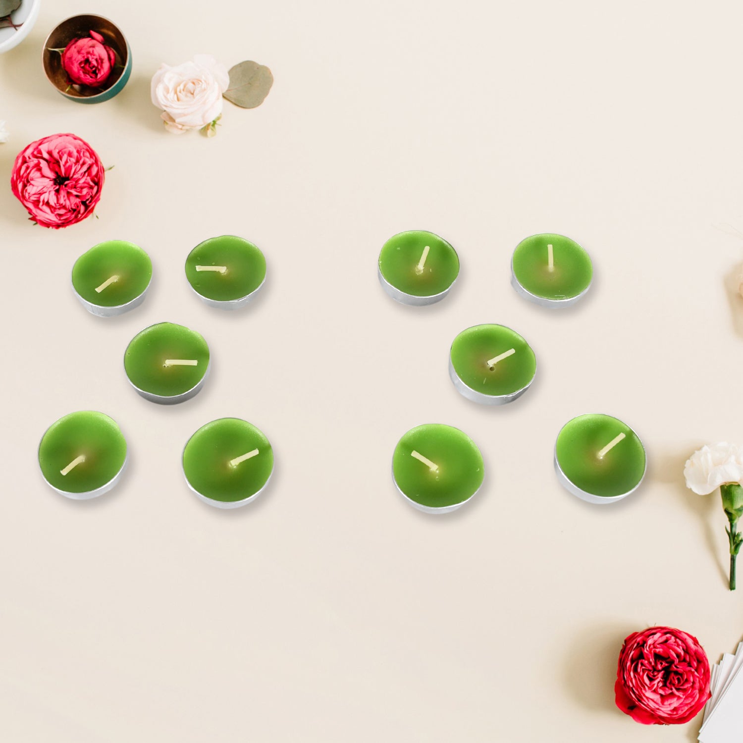 Set of 10 Wukusy Diwali candles with long 8-9 hour burn time, smokeless, unscented for home decor, parties, and weddings