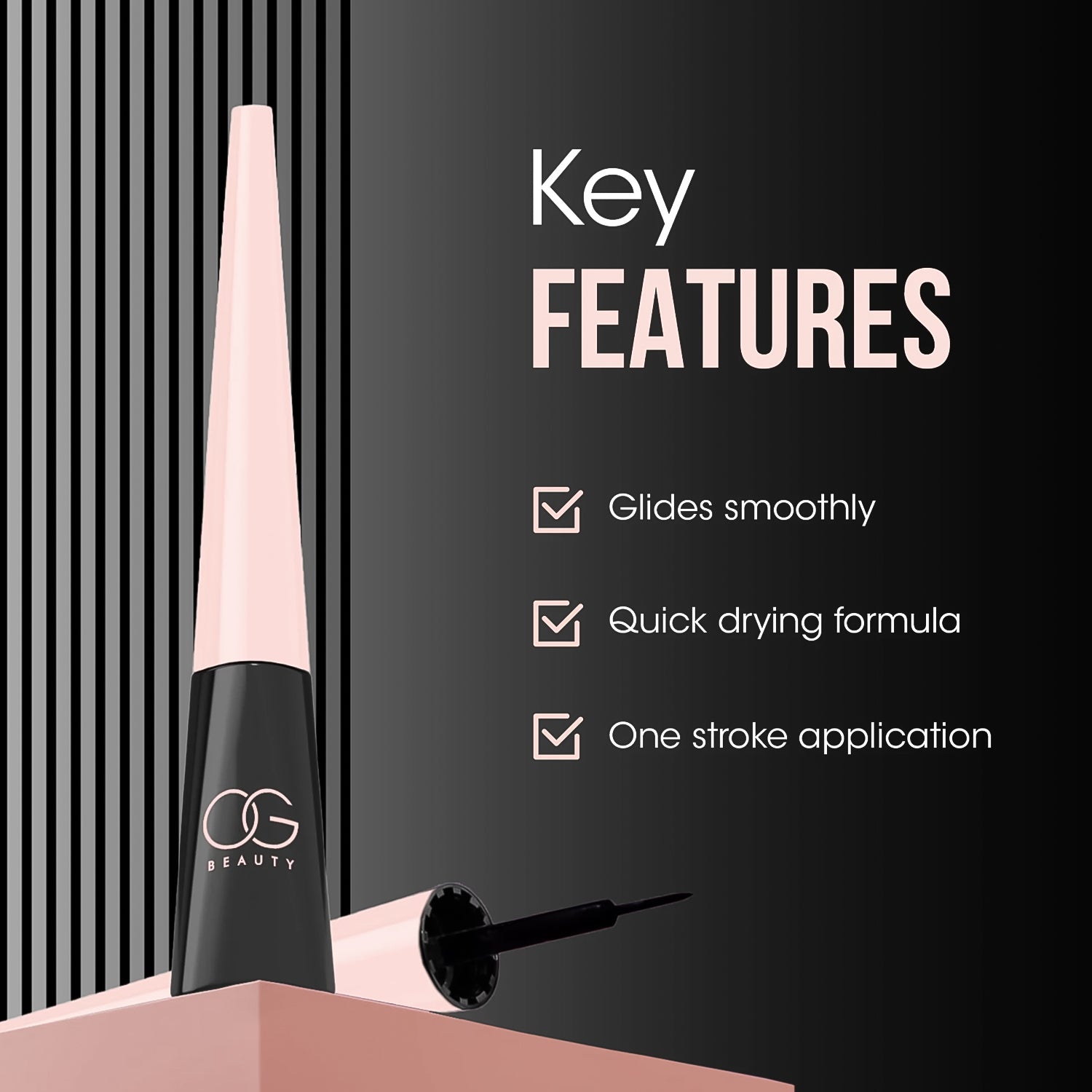 Wukusy OG Beauty Mystic Eyeliner 4.5ml bottle, sleek black packaging, close-up view of the eyeliner applicator and design
