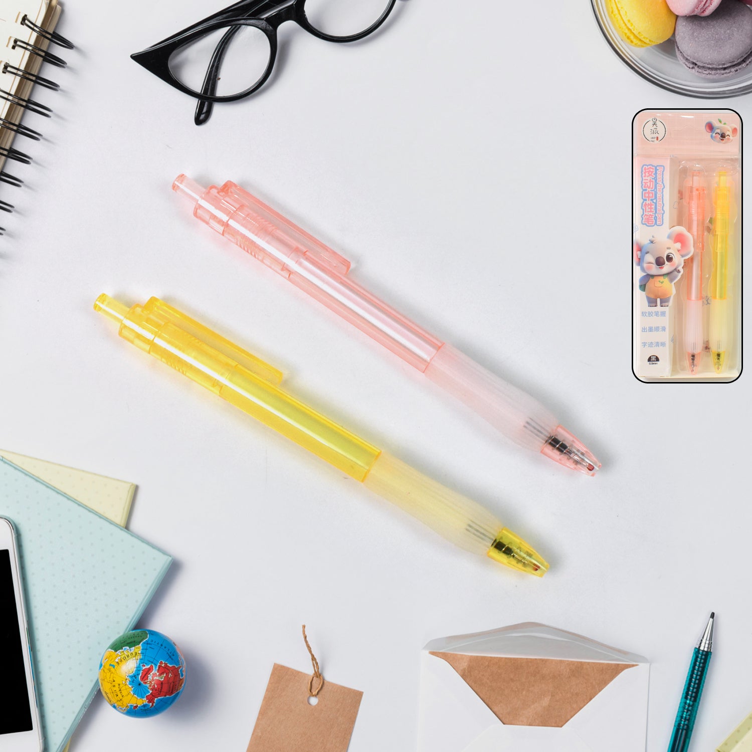 Wukusy lightweight black ballpoint pens, smooth writing office pens, 2-pack with sleek design and comfortable grip.