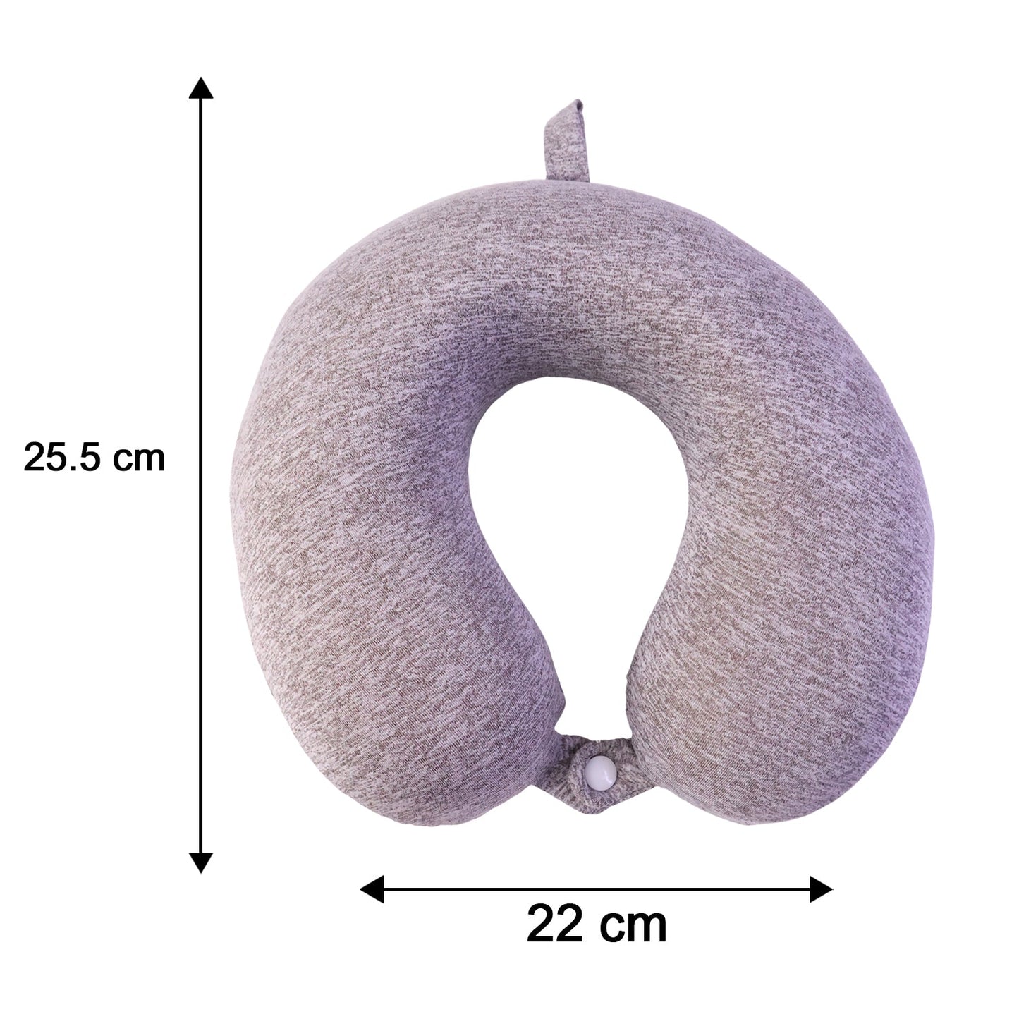 Grey melange U-shaped travel neck pillow by Wukusy with soft cushioning for head and neck support during travel.
