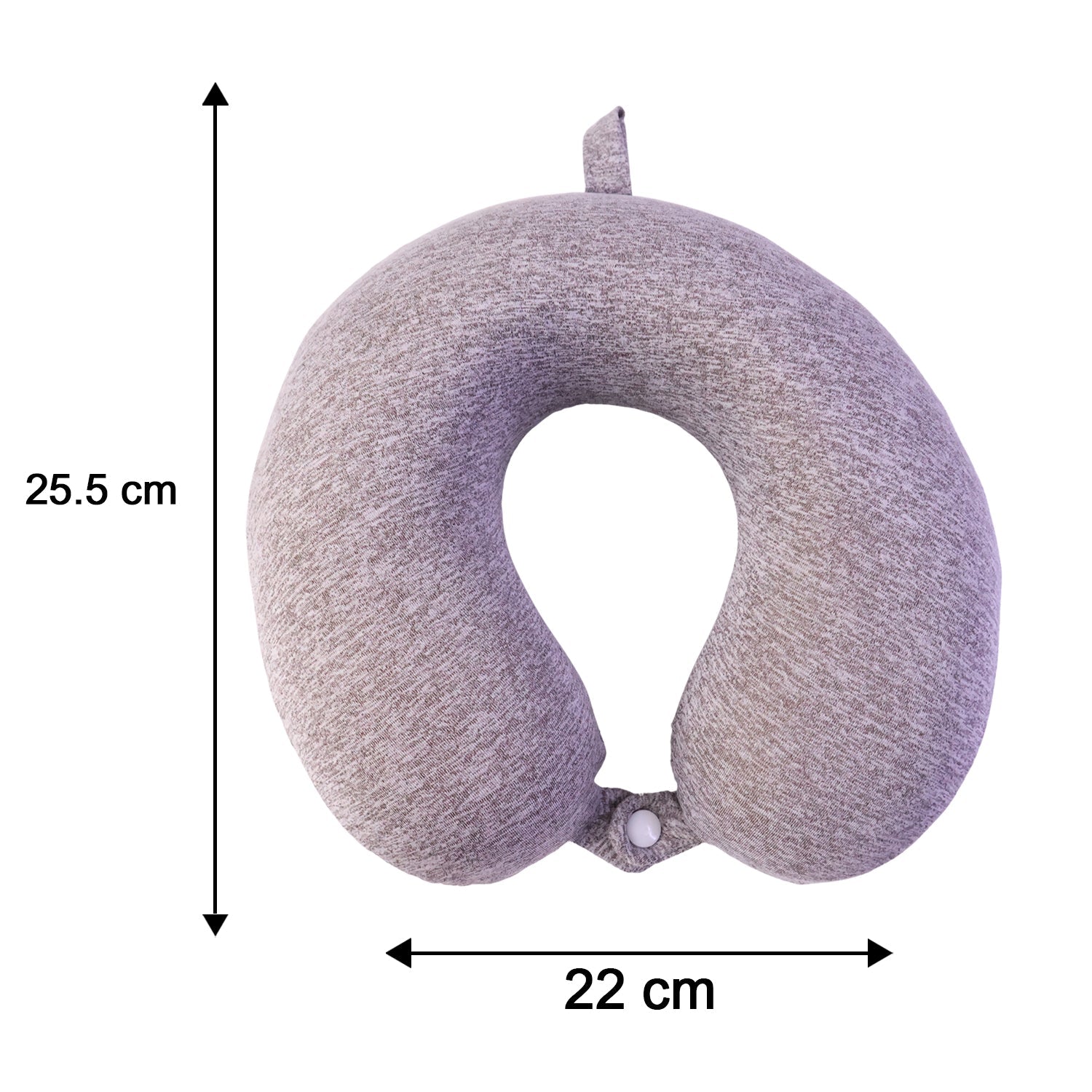 Grey melange U-shaped travel neck pillow by Wukusy with soft cushioning for head and neck support during travel.