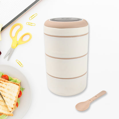 Wukusy Ganesh Smart Stack stainless steel lunch box with 2 and 3 layers, leak-proof, portable for office, school, or picnic use