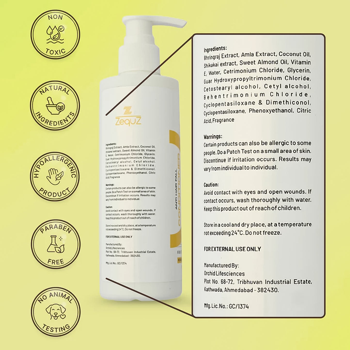 Wukusy Zequz Anti Hair Fall Conditioner bottle, 250ml, health and beauty product for strengthening and nourishing hair.