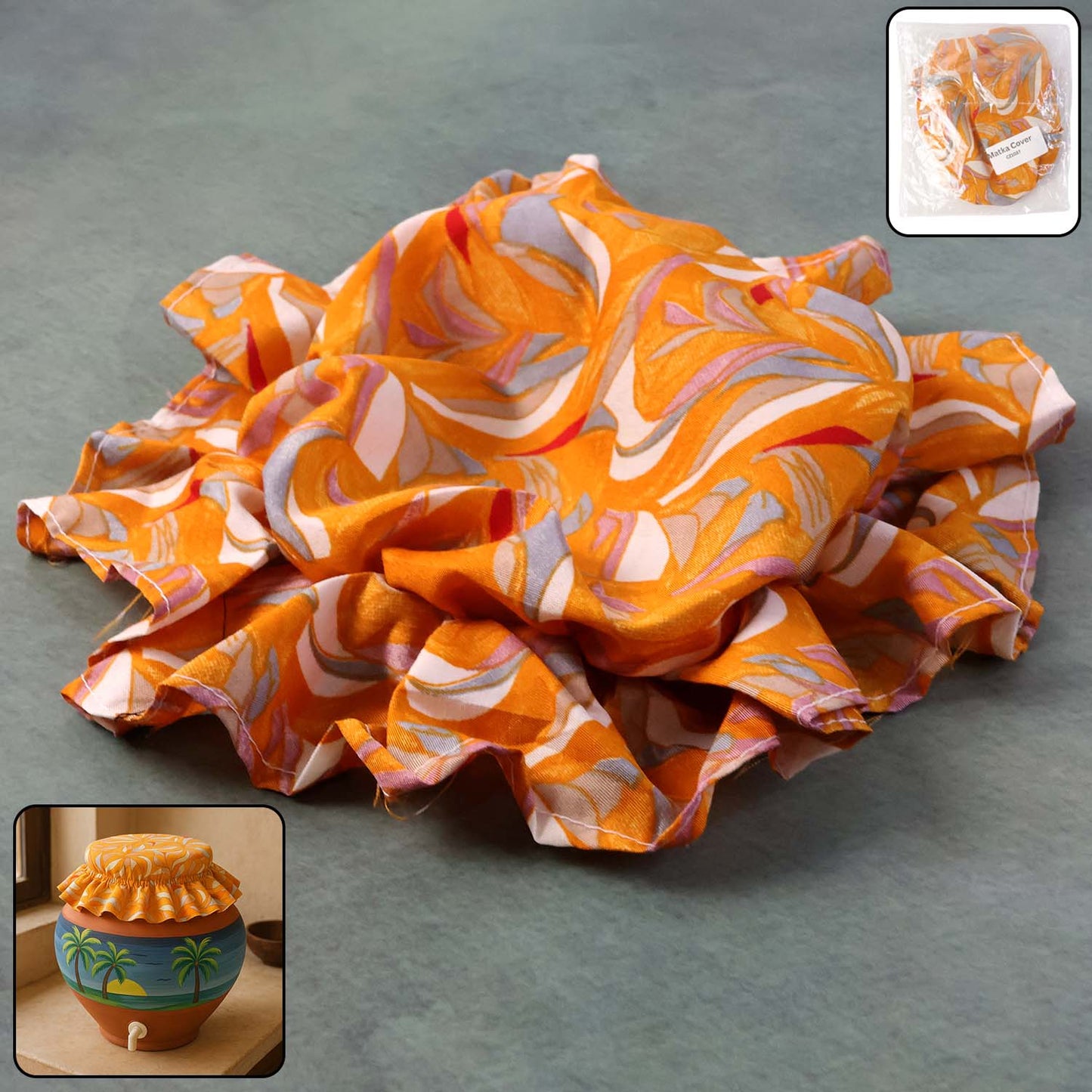 Premium Matka cover from Wukusy, designed for home and kitchen use, shown in natural fabric material.