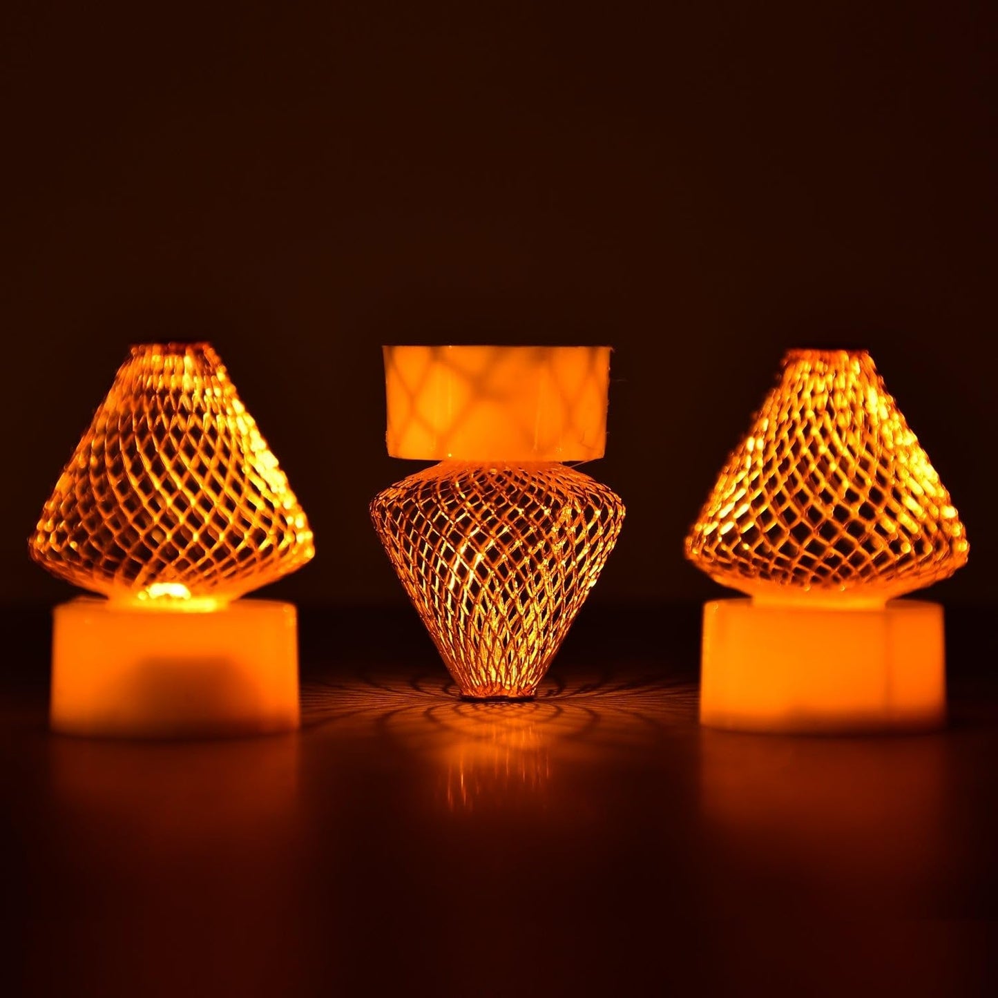 Set of four Wukusy premium LED flameless candle lights for home decor, with realistic flickering flame effects.