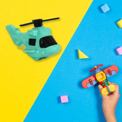 Wukusy small DIY helicopter toy for kids with rotating tail and wings, perfect for creative play and hands-on fun.