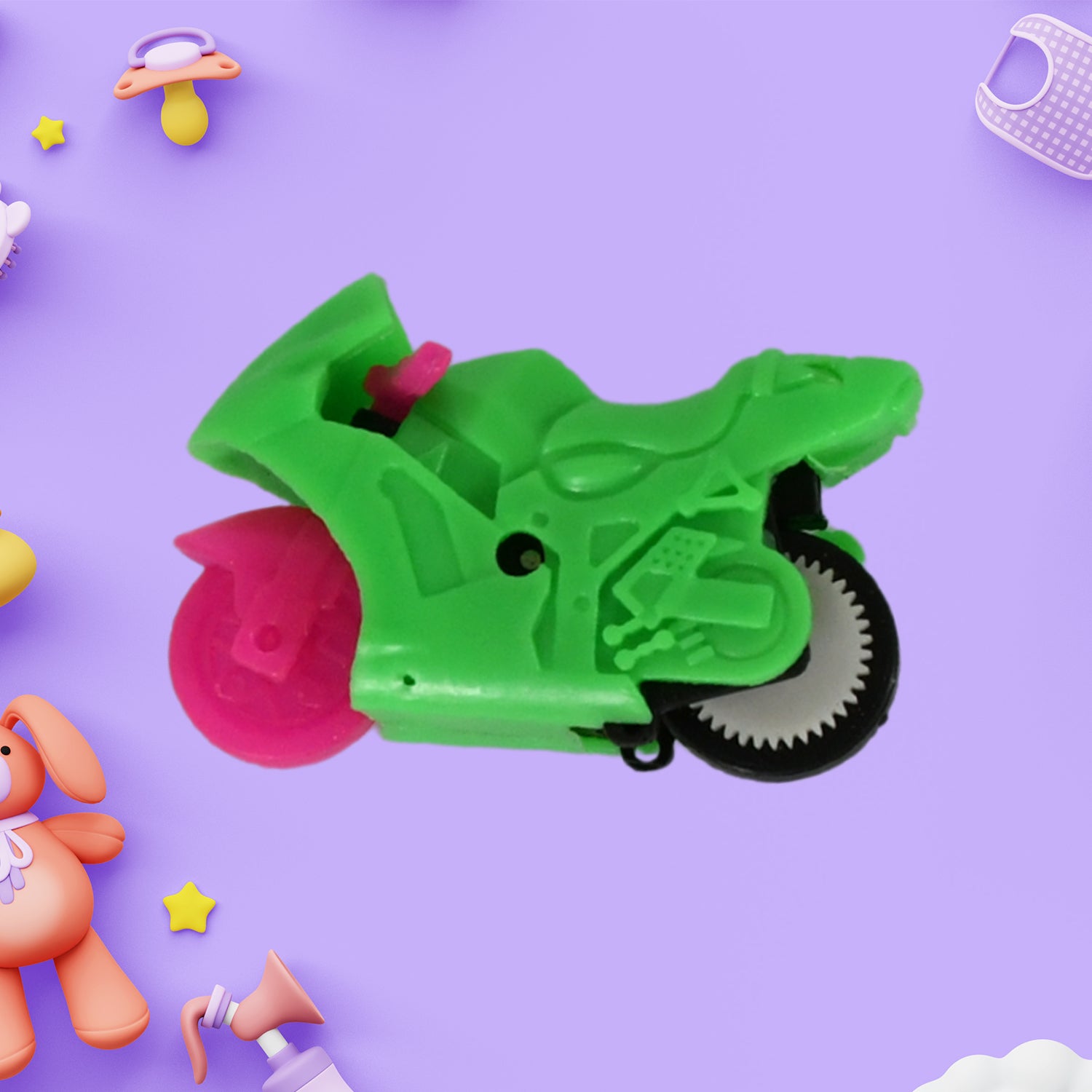 Wukusy 1931 Pull Back Motorcycle toy for kids, small plastic motorcycle in a vintage design, suitable for ages 3-8.