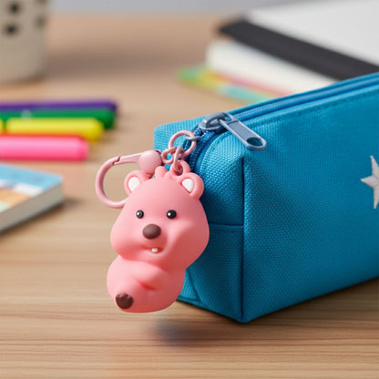 Wukusy cute couple bear-shaped 2-in-1 keychain set with two pieces, featuring adorable bear designs for keys or bags.