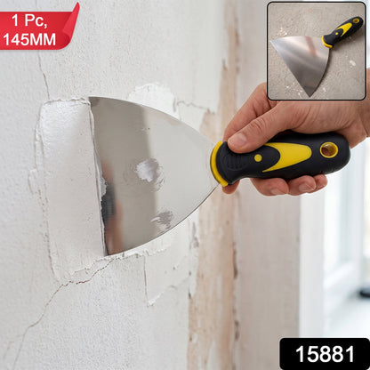Wukusy stainless steel putty scraper with 145mm flexible blade for wall filler, single durable hand tool for smoothing surfaces.