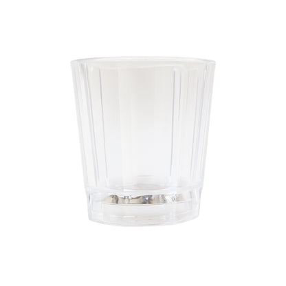 Set of 24 Wukusy premium LED light-up shot glasses arranged in a display, showcasing clear glass and illuminated bases.