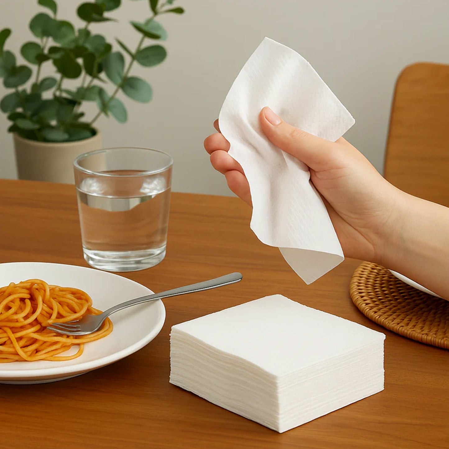 Wukusy Freshee Premium Ultra-soft disposable paper napkins, 50-pack, 23x25 cm, soft and absorbent for home and kitchen use