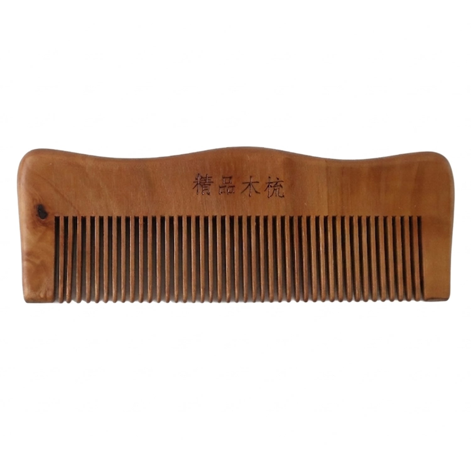 Wukusy natural wooden hair comb with fine teeth, anti-static design for men and women, displayed on a neutral background