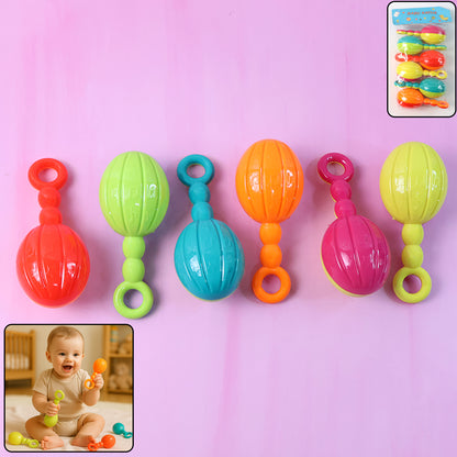 Set of six Wukusy baby hand rattle toys with colorful, textured designs for early sensory development.