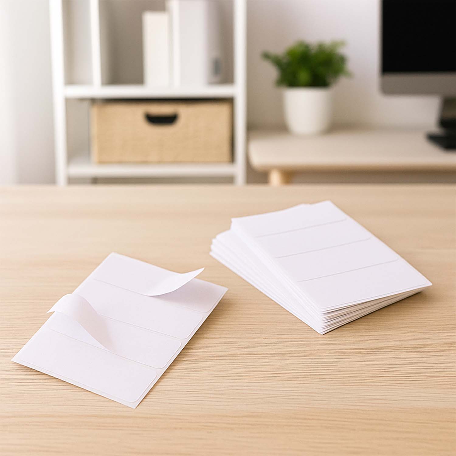 Wukusy premium all-purpose adhesive white labels for office use, 128 labels on a sheet, suitable for labeling and organization.