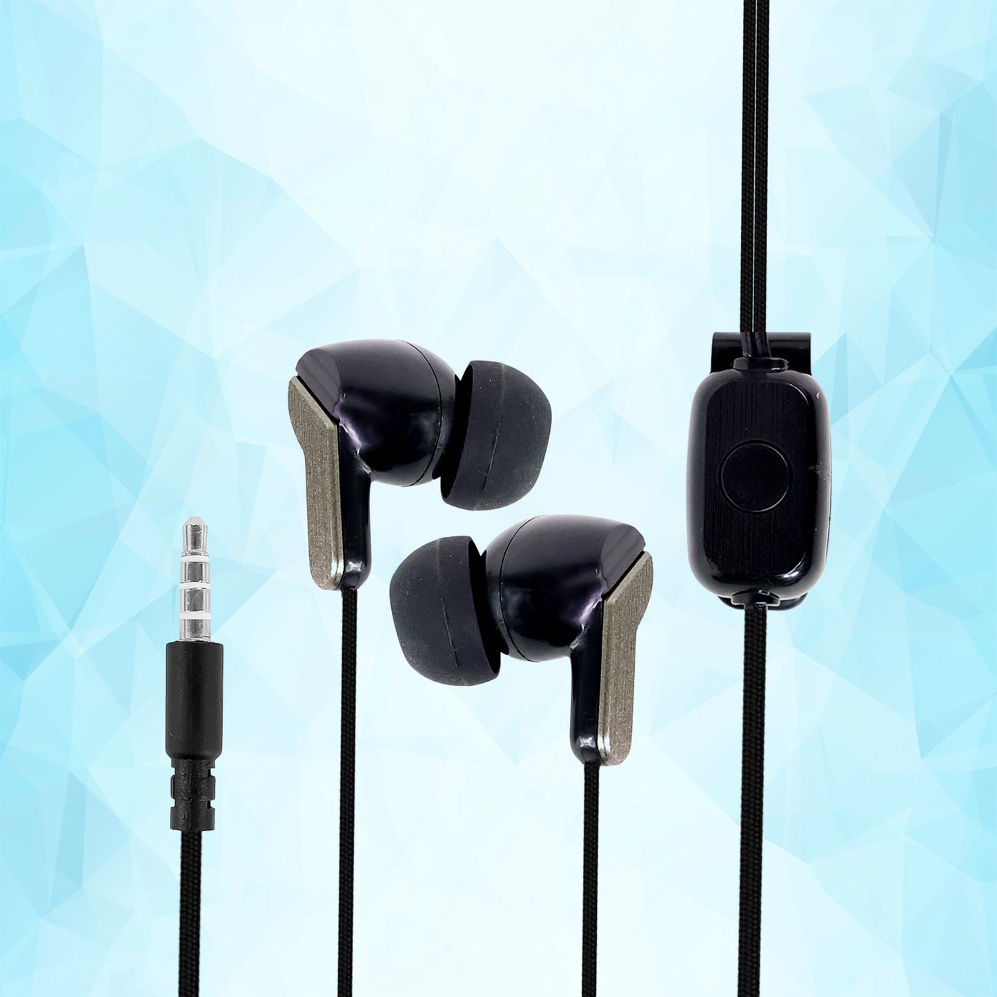 Wukusy premium wired stereo in-ear earphones with in-line remote and microphone for mobile devices, black color.