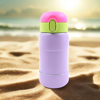 Wukusy stainless steel water bottle for kids and adults with spill-proof cap, BPA-free metal thermos drinkware, mix design