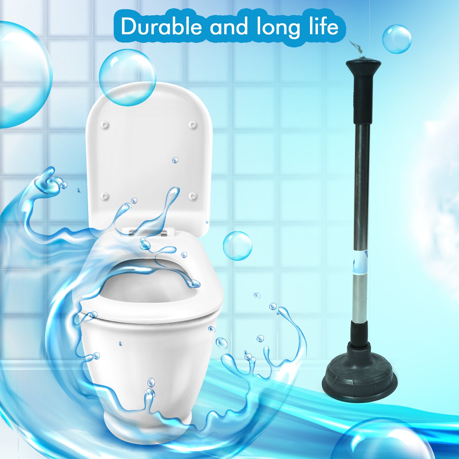 Wukusy 4032 drain unblocker sink plunger cleaner for kitchen and bathroom sinks and toilets, with a hand pump for easy clog removal.