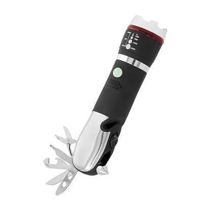 Wukusy multi-tool LED flashlight with built-in light and various home improvement tools in a compact design.