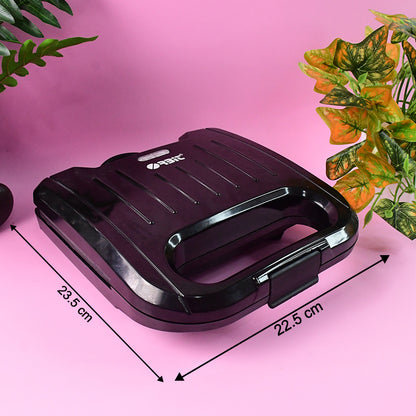 Wukusy Orbit Sandwich Toaster Maker with 800W power, black plastic exterior, compact design for quick sandwich preparation.