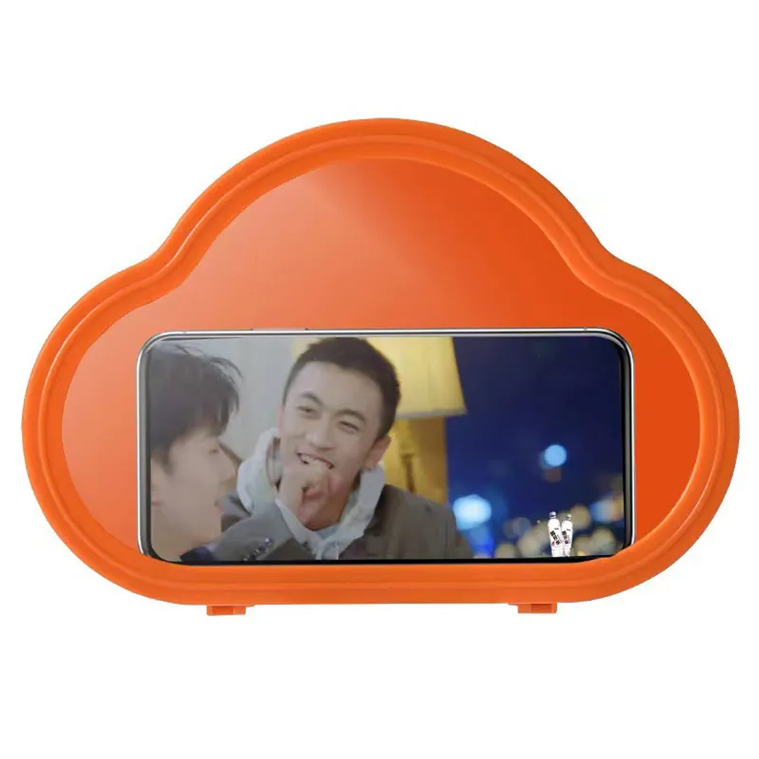 Wukusy waterproof smartphone stand case in orange, designed for mobile protection and hands-free viewing.