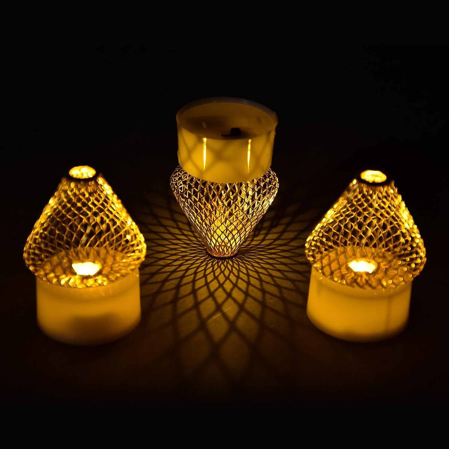 Set of four Wukusy premium LED flameless candle lights for home decor, realistic flickering effect, safe and elegant ambiance.