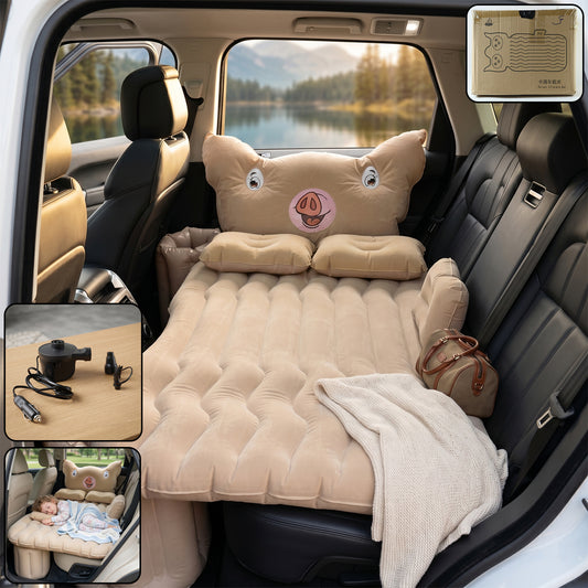 Wukusy cartoon pig design car air mattress bed set with pillows, inflatable travel bed for comfort during trips