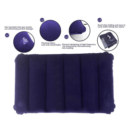 Blue Wukusy 510 Velvet Air Inflatable Travel Pillow, compact and soft for comfortable travel support.