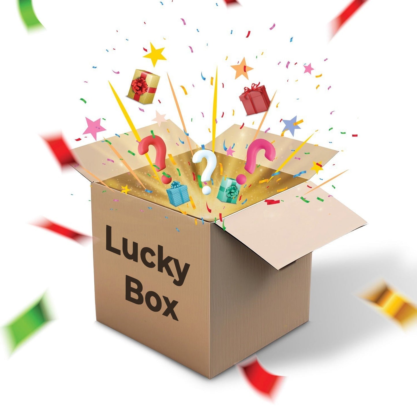 Wukusy Deodap Lucky Box Premium, value Rs. 2500, featuring assorted health and wellness products in a colorful box.