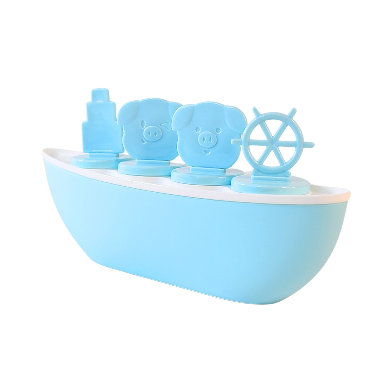 Wukusy boat-shaped ice cream mold featuring a cute piggy design, perfect for making fun, kid-friendly frozen treats.