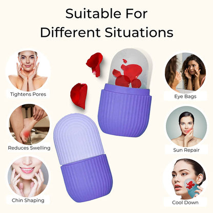 Wukusy 1224L Beauty Ice Roller for face and eyes, reusable facial massager and roller with a loose design in a clear container.