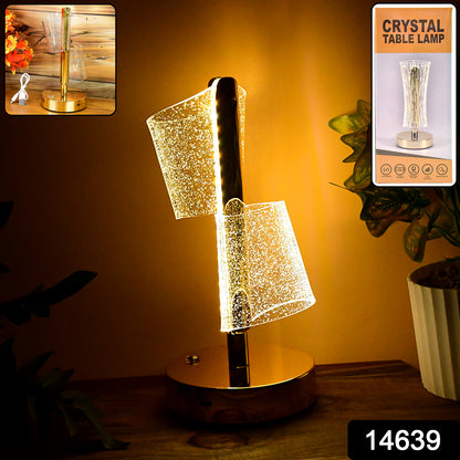 Modern luxury crystal LED double shade table lamp by Wukusy, featuring a sleek design and elegant home decor style.