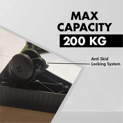 Wukusy adjustable heavy-duty fridge and washing machine stand base trolley, 50x50 cm, with sturdy metal construction for home improvement.