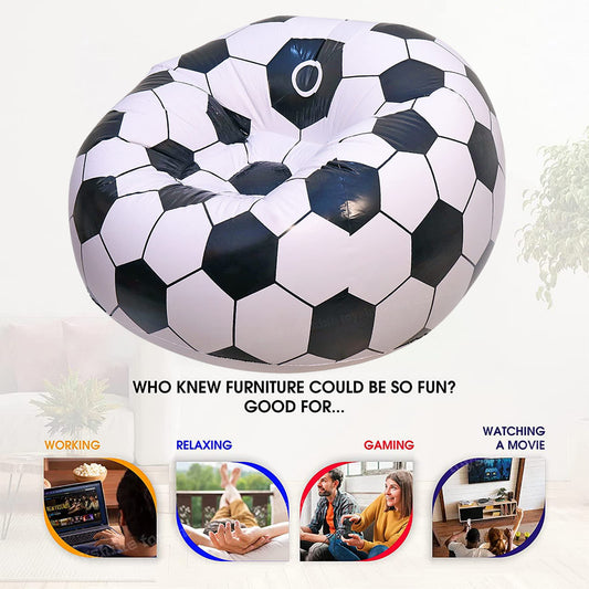Wukusy foldable inflatable sofa in cartoon style, adult and kid-sized inflatable chair with ball design, 110cm x 80cm.
