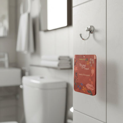 Wukusy hanging bathroom air freshener gel with berry blossom scent, 10g, shown hanging in a bathroom setting